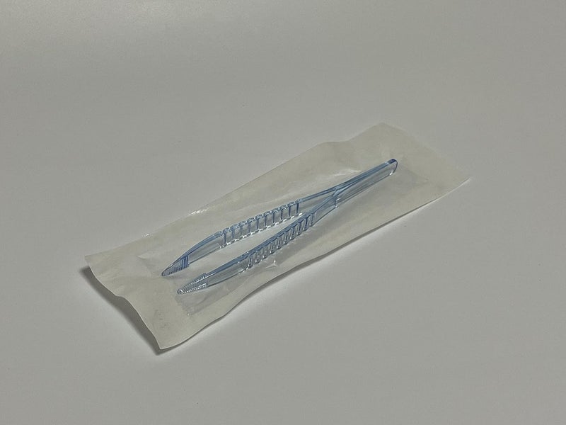 LUERFLEX Disposable Sterile Forceps Tweezers 5inch 125mm length Individually Wrapped Transparent Blue Pack of 12 - Image 2